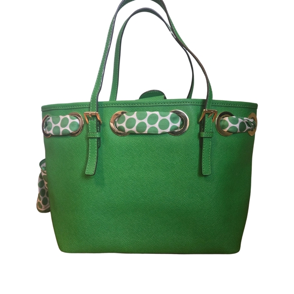 Michael Kors Green Satchel with scarf accent - Picture 2 of 12